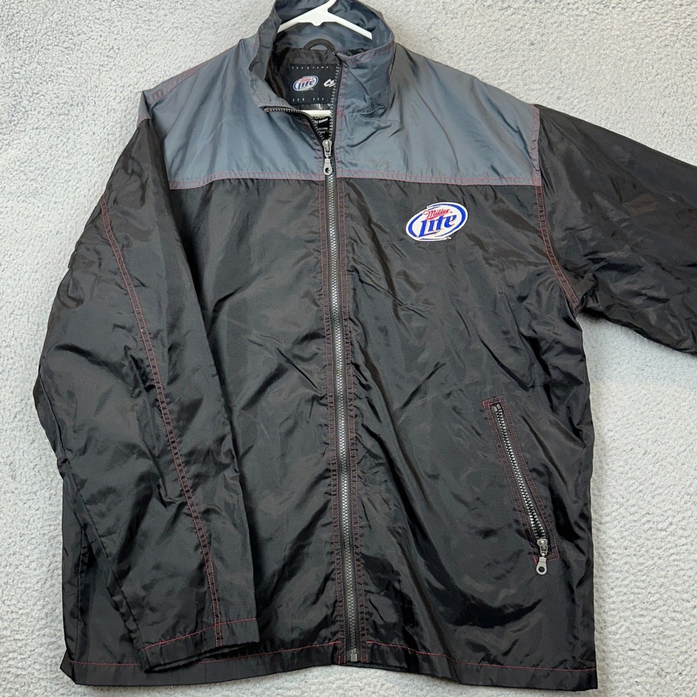 Harley-Davidson Jacket Windbreaker Mens XL Miller Lite 105th Anniversary Black